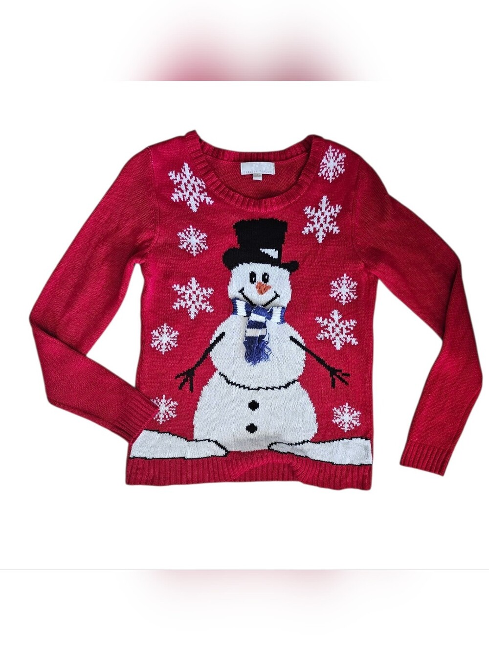 Carolyn Taylor Red Holiday Snowman Sweater Size Medium